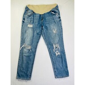 Luxe Essentials Denim LED Maternity Distressed Straight Leg Jeans Size 30/10/32